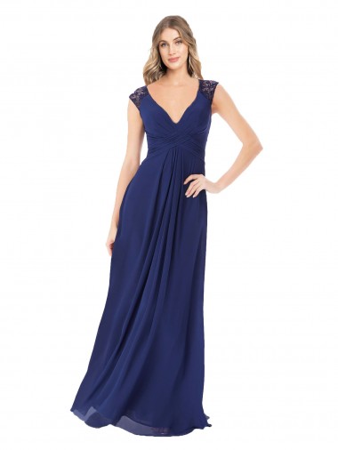 Embroidered Keyhole Back Chiffon Bridesmaid Dress UK