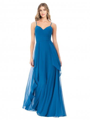 Simple Sweetheart Chiffon Bridesmaid Dress with Cascading Overlay UK