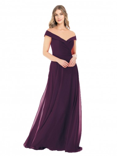 Classic Off the Shoulder Draped Chiffon Bridesmaid Dress UK