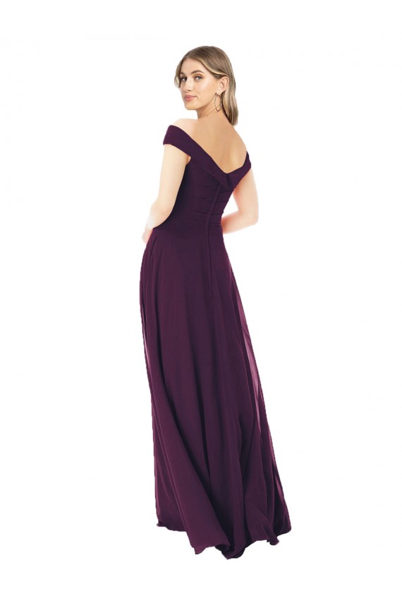 Classic Off the Shoulder Draped Chiffon Bridesmaid Dress UK