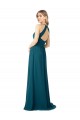 Draped High Neck Keyhole Back Bridesmaid Dress with Front Slit UK