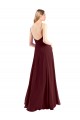 Spaghetti Straps V-Neck Long Chiffon Bridesmaid Dress with Side Slit UK