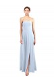 Fitted Strapless Full Length Chiffon Bridesmaid Dress with Front Slit UK