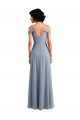 Off the Shoulder Folded Sleeve Long Chiffon Bridesmaid Dress with High Side Slit UK