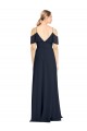 Draped Sleeves Flounce Neckline Long Chiffon Bridesmaid Dress with Spaghetti Straps UK