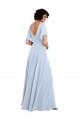 Split Flutter Sleeves V-Neck Chiffon Bridesmaid Dress with Open V-Back UK