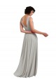 Daring Plunging V-Neck Long Chiffon Bridesmaid Dress with Pleated Bodice UK