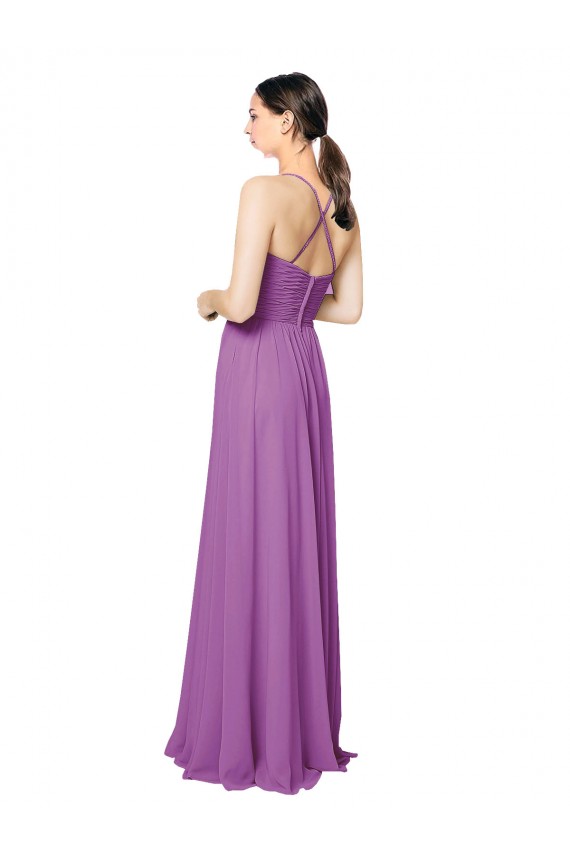 Braided Straps Cross Back Sweetheart Chiffon Bridesmaid Dress UK