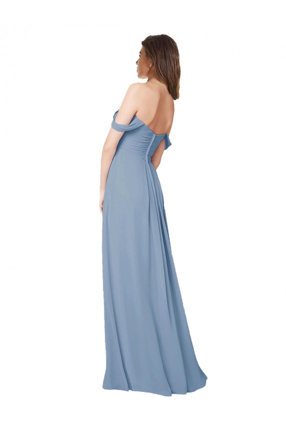 Empire Waist Off the Shoulder Chiffon Bridesmaid Dress with Sweetheart Bodice UK