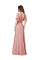 Flutter Sleeves Plunging V-Neck Boho Chiffon Bridesmaid Dress UK