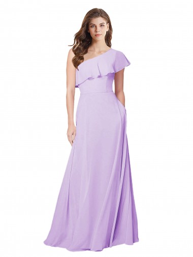 Draped One Shoulder Long Chiffon Bridesmaid Dress  UK