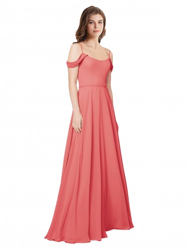 Draped Off the Shoulder Straps Chiffon Bridesmaid Dress UK