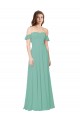 Flounce Sleeves Off the Shoulder Long Chiffon Bridesmaid Dress UK