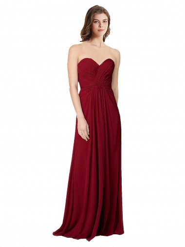 Draped Sweetheart Long Grecian Inspired Chiffon Bridesmaid Dress UK