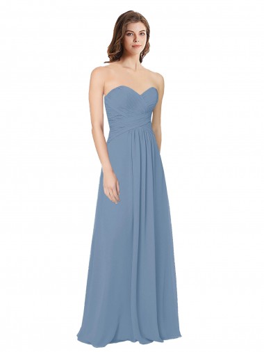 Chiffon A-Line Wraparound Draping Long Bridesmaid Dress UK