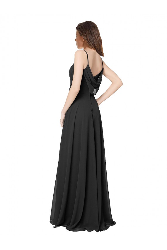 Cowl Back Spaghetti Straps Long Chiffon Bridesmaid Dress  UK