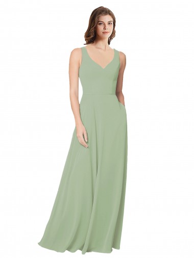 A-Line Open Back Chiffon Bridesmaid Dress with Pockets UK