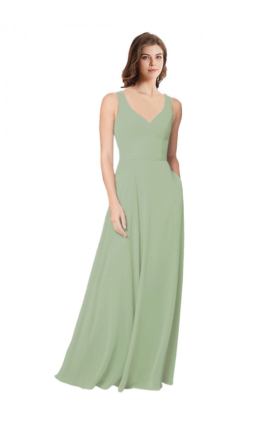 A-Line Open Back Chiffon Bridesmaid Dress with Pockets UK