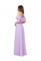 Ruffled Off the Shoulder Long Chiffon Bridesmaid Dress with Slit UK