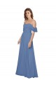 Flutter Sleeves Scoop Neck Off the Shoulder Long Chiffon Bridesmaid Dress UK