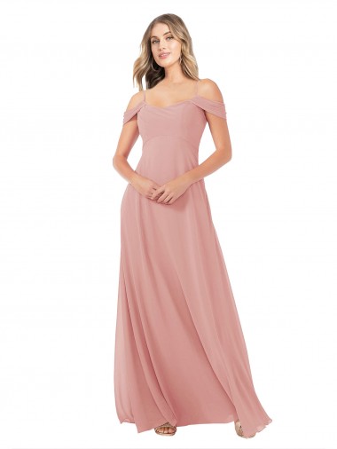 Draped Shoulder Sash Back Chiffon Bridesmaid Dress UK