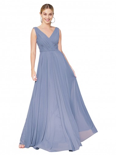 Floor Length High Neck V-Back Chiffon Bridesmaid Dress UK