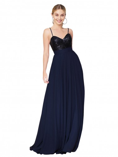 Sweetheart High Neck Sequin Top Long Chiffon Bridesmaid Dress UK