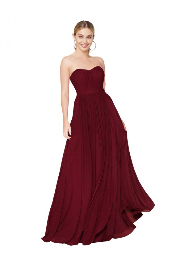 Draped Strapless Long A-Line Chiffon Bridesmaid Dress UK