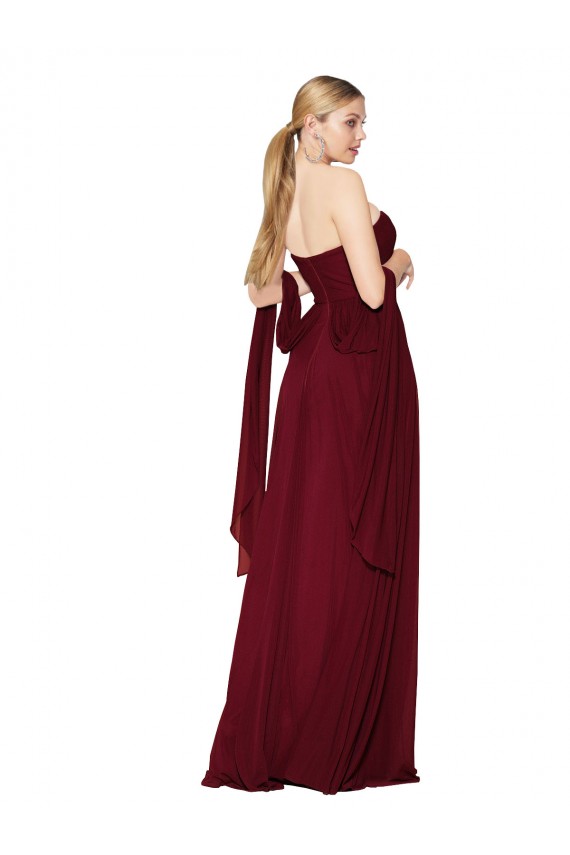 Draped Strapless Long A-Line Chiffon Bridesmaid Dress UK