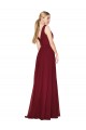 Draped A-Line V-Neck Floor Length Chiffon Bridesmaid Dress UK