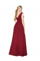 Draped Mermaid Long V-Neck Chiffon Bridesmaid Dress with High Slit UK