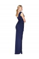 Draped V-Neck Long Chiffon Bridesmaid Dress with Front Slit UK