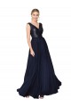 High Neck V-Neck Long Chiffon Bridesmaid Dress with Sequin Top UK