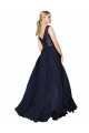 High Neck V-Neck Long Chiffon Bridesmaid Dress with Sequin Top UK