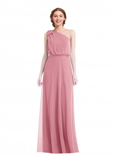 One Shoulder Bow Blouson Bodice Maxi Bridesmaid Dress UK