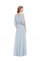 V-Neck Split Sleeves Blouson Bodice Maxi Bridesmaid Dress UK