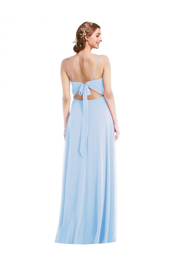 Tie Back Cutout Maxi Bridesmaid Dress with Front Slit UK