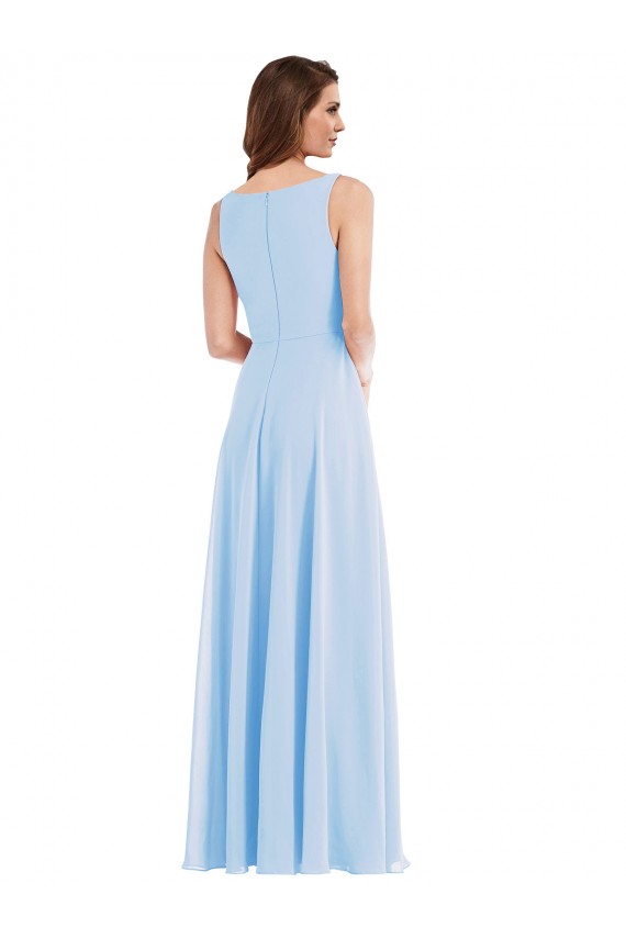 Deep V-Neck Chiffon Maxi Bridesmaid Dress UK