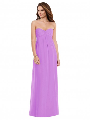 Empire Waist Twist Shirred Strapless Bridesmaid Dress UK