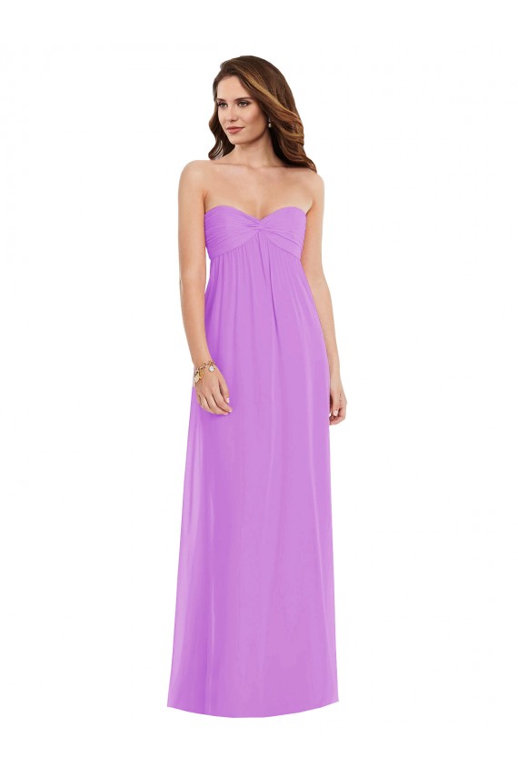 Empire Waist Twist Shirred Strapless Bridesmaid Dress UK