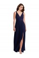 Deep V-Neck Chiffon Maxi Bridesmaid Dress with Front Slit UK