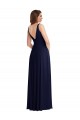 Deep V-Neck Chiffon Maxi Bridesmaid Dress with Front Slit UK