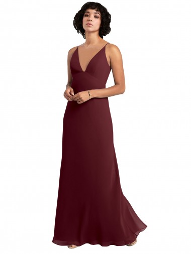 Notched Neckline Empire Waist Chiffon Slip Bridesmaid Dress UK