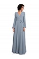 Wrap Style Long Sleeves Chiffon Bridesmaid Dress with Pleated Bodice UK