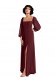 Sheer Long Sleeves Chiffon Bridesmaid Dress with High Slit UK