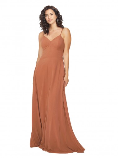 Chiffon Bridesmaid Dress with Tie Back Keyhole UK