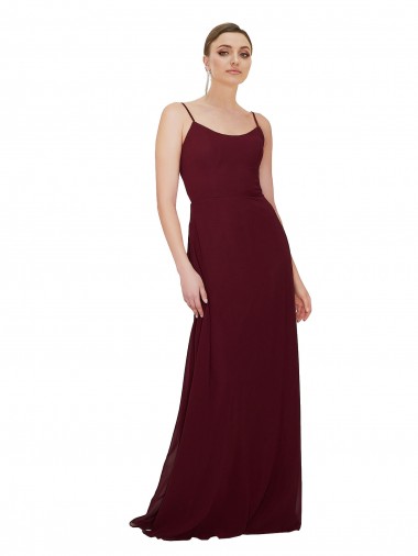 Scoop Neck Tied Keyhole Back Chiffon Bridesmaid Dress UK