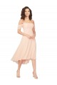 Cold Shoulder Midi Length Short Chiffon Bridesmaid Dress UK