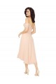 Cold Shoulder Midi Length Short Chiffon Bridesmaid Dress UK