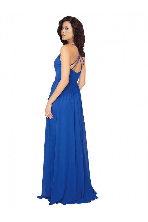 Chiffon Bridesmaid Dress with Strappy Back UK